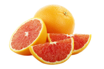 red orange fruit slices isolated on white background