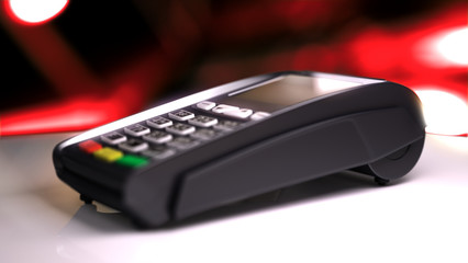 Obraz premium Credit Card Reader with card passed. 3d illustration