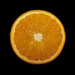 orange slice isolated on black background