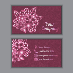 Colorful floral ornamental business card element