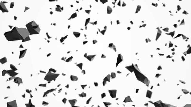 Broken pieces of stones flying in air
