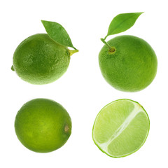 set of fresh limes isolated