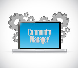 Community Manager laptop computer sign concept