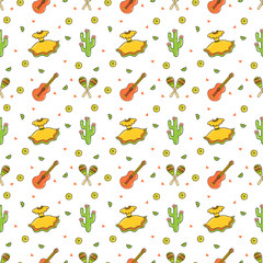Cinco de Mayo (Fifth of May) seamless pattern.