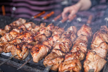 BBQ, shish kebab, grilled meat