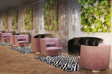 Lobby, VIP seats in the restaurant with the daylight