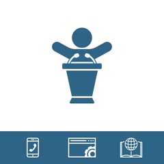 lectern with microphone icon stock vector illustration flat design