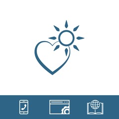 heart and the sun icon stock vector illustration flat design