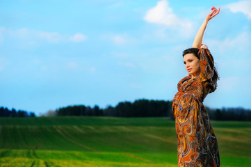 portrait of a girl in a field