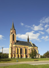 Fototapeta na wymiar Church of St. Stanislaus Lutowiska village in Bieszczady County. Poland
