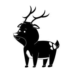 deer cute animal cartoon icon image vector illustration design  black and white