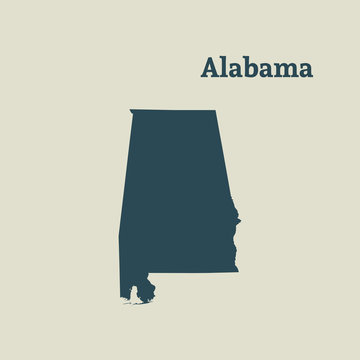 Outline map of Alabama. vector illustration.