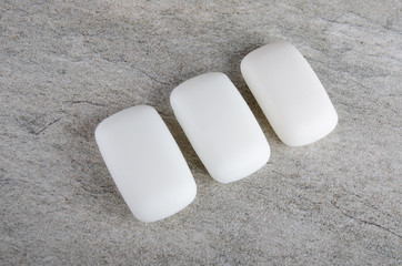 White soap on stone bar