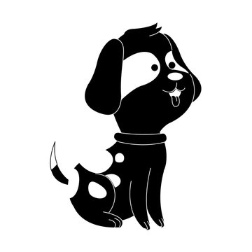 dog or puppy house pet icon image vector illustration design  black and white