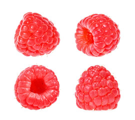 Raspberries isolated without shadow. set