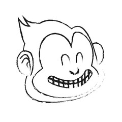 happy smiling monkey cartoon icon image vector illustration design  black sketch line