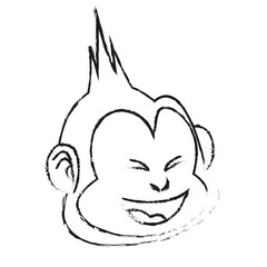 happy smiling monkey cartoon icon image vector illustration design  black sketch line