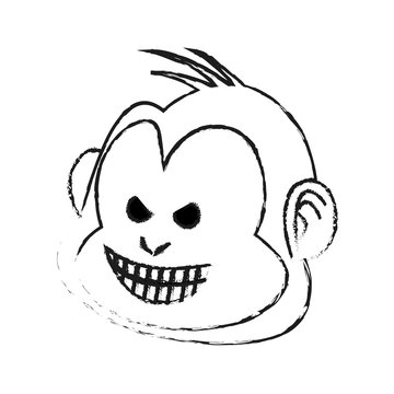 evil smile monkey cartoon icon image vector illustration design  black sketch line