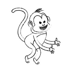 evil smile monkey cartoon icon image vector illustration design  black sketch line