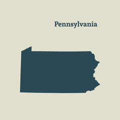 Outline map of  Pennsylvania.  vector illustration.