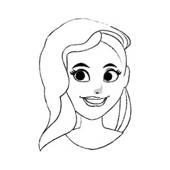 pretty woman with big eyes icon image vector illustration design  black sketch line