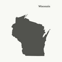 Outline map of Wisconsin. vector illustration.
