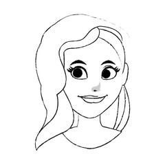 pretty woman with big eyes icon image vector illustration design  black sketch line