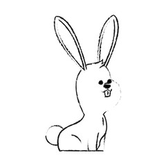 rabbit or bunny cute animal cartoon icon image vector illustration design  black sketch line