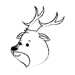 deer cute animal cartoon icon image vector illustration design  black sketch line
