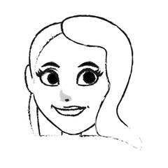 pretty woman with big eyes icon image vector illustration design  black sketch line