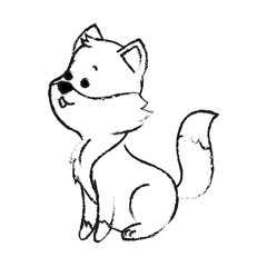 fox cute animal cartoon icon image vector illustration design  black sketch line