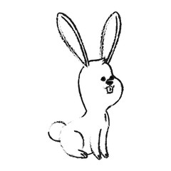 rabbit or bunny cute animal cartoon icon image vector illustration design  black sketch line