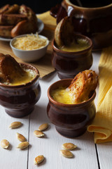 French onion soup with baked bread