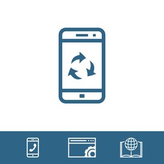 Recycle sign on smartphone screen icon stock vector illustration flat design