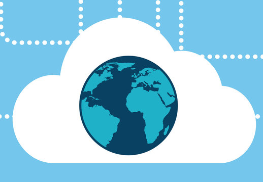 Blue Cloud Computing Digital Data Storage Icons Set