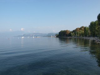 Evening on the shore of the lake Garda in Italy