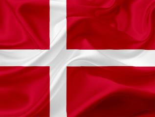 Fototapeta premium Waving flag of Denmark with fabric texture