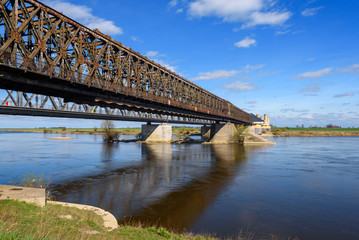 The historic Bridge over the River Vistula in Tczew. Poland, Europe. 