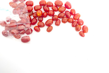 cherry tomatoes isolated on white
