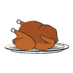 whole chicken or turkey on plate icon image vector illustration design 