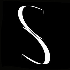 The letter S on a black background