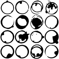 Black and White Coffee Stains Vector Set