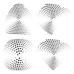 Geometric halftone abstract elements set. Vector illustration.