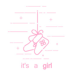 Vector illustration of girl's birthday concept. Vector abstract icon drawing of small shoes