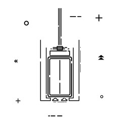 Simple linear elevator icon on a white background. Black linear elevator symbol, design element. Vector illustration - 144363378
