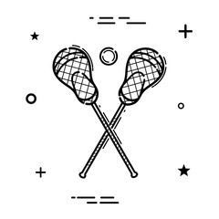 Simple black linear lacrosse icon. Lacrosse sign on white background. Vector illustration