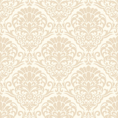 Vector damask seamless pattern background. Classical luxury old fashioned damask ornament, royal victorian seamless texture for wallpapers, textile, wrapping. Exquisite floral baroque template.