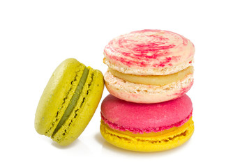 colorful macaroons isolated on white