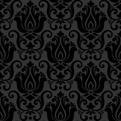 Naklejka na ściany i meble Vector damask seamless pattern background. Classical luxury old fashioned damask ornament, royal victorian seamless texture for wallpapers, textile, wrapping. Exquisite floral baroque template.