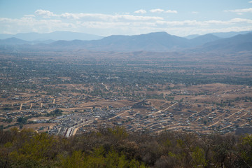 Monte Alban is a large pre-Columbian archaeological site in Oaxaca, Mexico